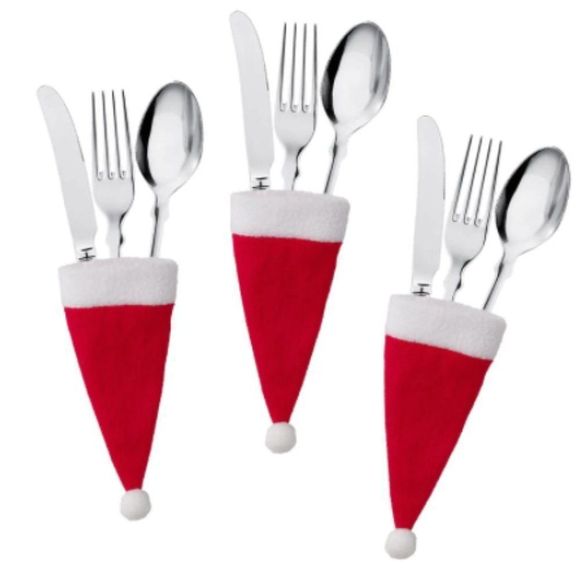 Adorable Christmas Table Decor Santa Hats Qt 10 - Picture 3 of 4